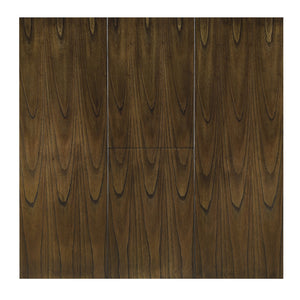 English Elm Transitional Mindy Veneer Dining Table in Brown Finish with Butterfly Leaf & Lower Display Shelf, Compact Expansion B011S00095