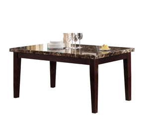 English Elm Espresso Faux Marble Diamond Top Dining Table, Transitional Casual 64" x 38" Durable Espresso Finish B01146563