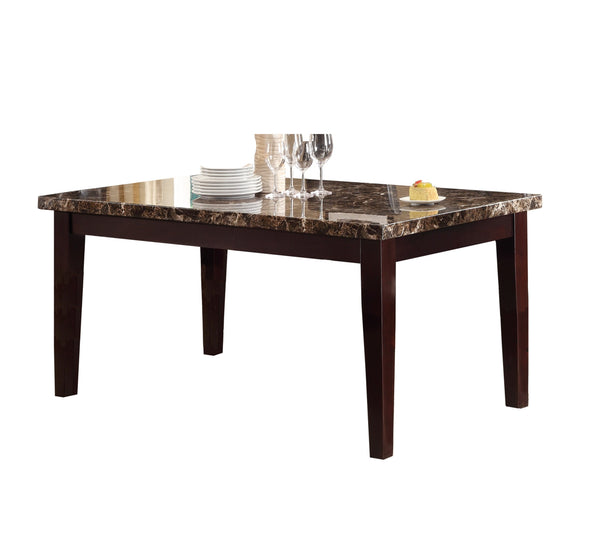 English Elm Espresso Faux Marble Diamond Top Dining Table, Transitional Casual 64" x 38" Durable Espresso Finish B01146563