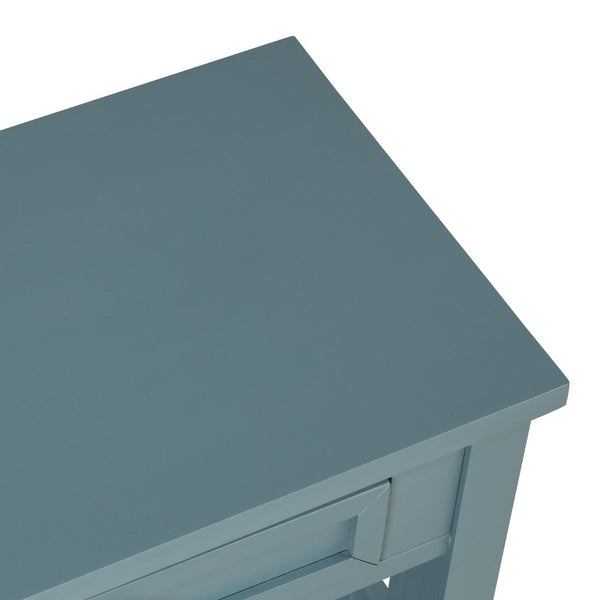 English Elm 36'' Solid Pine Farmhouse Console Four Drawer Entryway Table with Open Shelf Blue W120246660