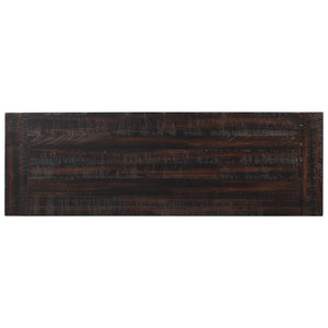 English Elm 48'' Pine Wood Console Table Vintage Entryway Piece with 3 Drawers and Open Shelves Distressed Black W1202P360958