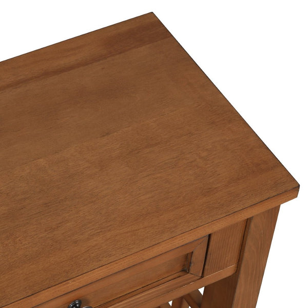 English Elm 36'' Solid Pine Farmhouse Console Four Drawer Entryway Table with Open Shelf Brown W120246663