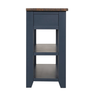 English Elm 48'' Pine Wood Console Table Vintage Entryway Piece with 3 Drawers and Open Shelves Navy Blue W1202P360961
