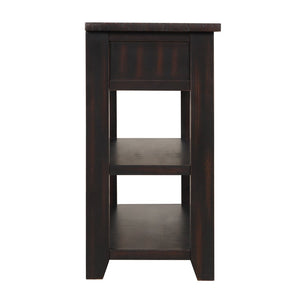 English Elm 48'' Pine Wood Console Table Vintage Entryway Piece with 3 Drawers and Open Shelves Distressed Black W1202P360958