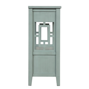 English Elm 36'' Solid Pine Farmhouse Console Four Drawer Entryway Table with Open Shelf Retro Blue W120246662