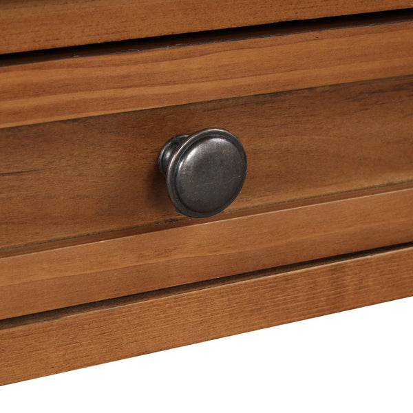 English Elm 36'' Solid Pine Farmhouse Console Four Drawer Entryway Table with Open Shelf Brown W120246663