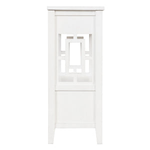 English Elm 36'' Solid Pine Farmhouse Console Four Drawer Entryway Table with Open Shelf Antique White W120246661