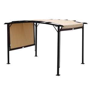 English Elm 12 Outdoor Pergola 12 x 9 Ft Retractable Steel Gazebo with Adjustable Canopy, Rust-Resistant Shade Shelter Beige+Brown W419S00041