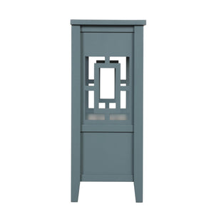 English Elm 36'' Solid Pine Farmhouse Console Four Drawer Entryway Table with Open Shelf Blue W120246660