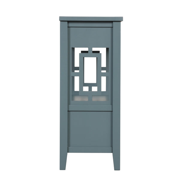 English Elm 36'' Solid Pine Farmhouse Console Four Drawer Entryway Table with Open Shelf Blue W120246660