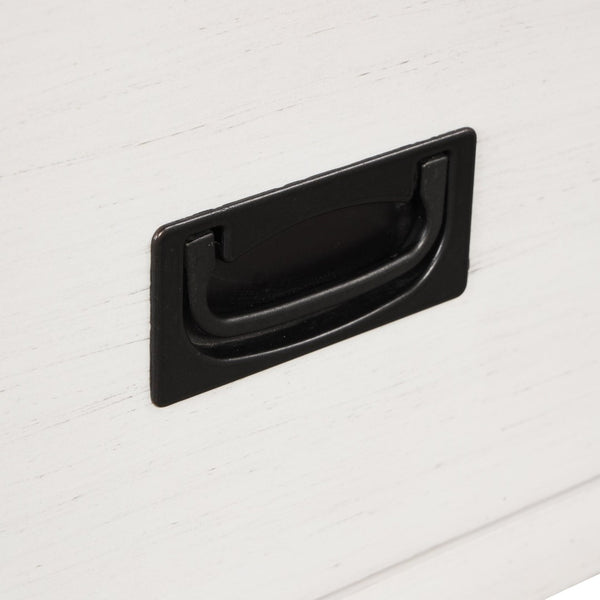 English Elm 36'' Solid Pine Farmhouse Console Four Drawer Entryway Table with Open Shelf Antique White W120246661