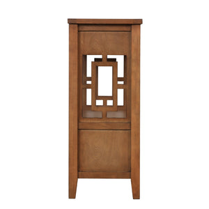 English Elm 36'' Solid Pine Farmhouse Console Four Drawer Entryway Table with Open Shelf Brown W120246663