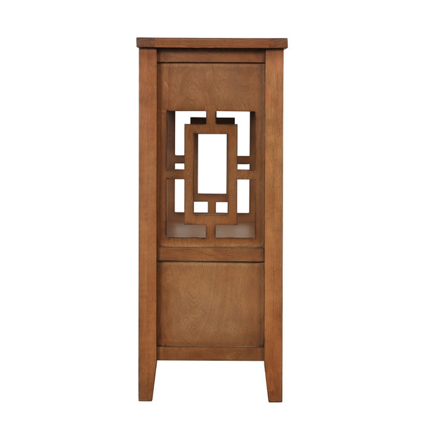 English Elm 36'' Solid Pine Farmhouse Console Four Drawer Entryway Table with Open Shelf Brown W120246663