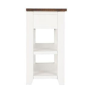 English Elm 48'' Pine Wood Console Table Vintage Entryway Piece with 3 Drawers and Open Shelves Antique White W1202P360964