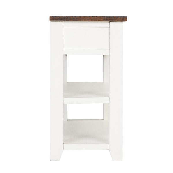 English Elm 48'' Pine Wood Console Table Vintage Entryway Piece with 3 Drawers and Open Shelves Antique White W1202P360964