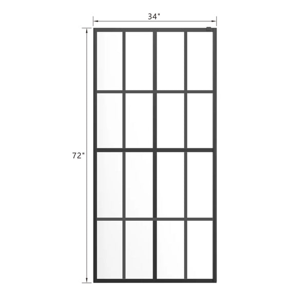 English Elm Goodyo 34"x72" Walk-In Shower Screen Panel Black Aluminum Frame 0.2" Tempered Glass Safety W122346711