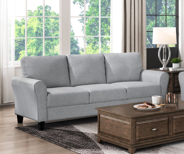 English Elm Modern Dark Gray Textured Sofa with Rounded Arms and Welt Trim, 80.5" Transitional Upholstered Seating B01146750
