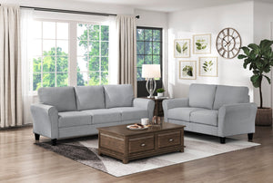 English Elm Modern Ellery 58" Loveseat Dark Gray Textured Fabric Rounded Arms Welt Trim Transitional Seating Sofa B01156448