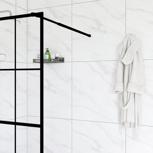 English Elm Goodyo 34"x72" Walk-In Shower Screen Panel Black Aluminum Frame 0.2" Tempered Glass Safety W122346711