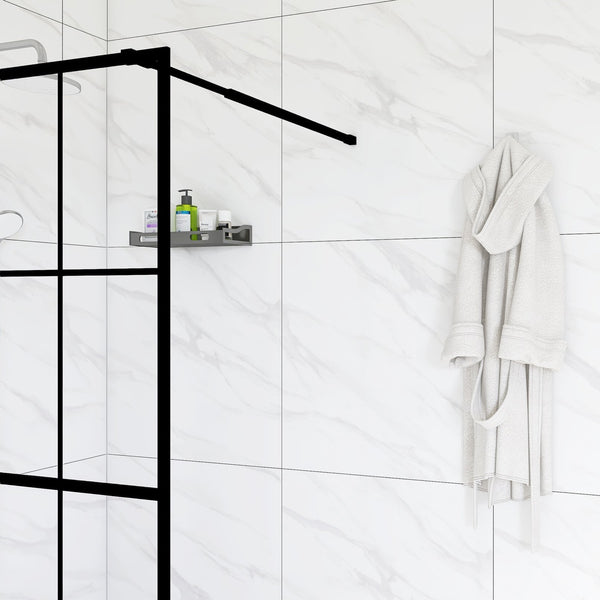 English Elm Goodyo 34"x72" Walk-In Shower Screen Panel Black Aluminum Frame 0.2" Tempered Glass Safety W122346711