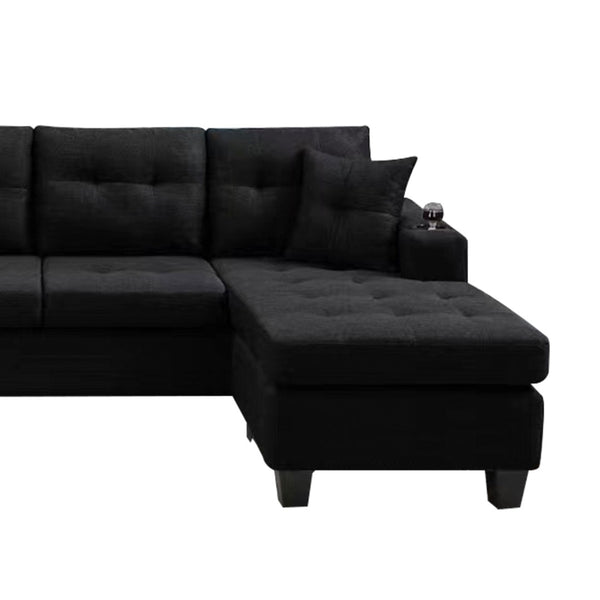 English Elm Mega Sectional Sofa with Chaise Armrest Storage Cup Holders Tufted Living Room W975S00011