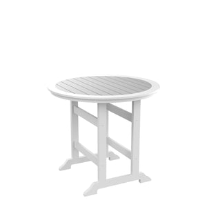 English Elm HDPE Round Patio Bar Table 42" High White & Gray | UV Resistant, Heavy-Duty, Easy-Clean Outdoor Pub W120941925