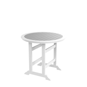 English Elm HDPE Round Patio Bar Table 42" High White & Gray | UV Resistant, Heavy-Duty, Easy-Clean Outdoor Pub W120941925