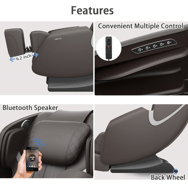 English Elm Bosscare Zero Gravity Recliner Full Body Massage Chair with Bluetooth and Foot Rollers W73047158