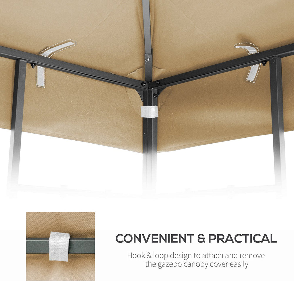 English Elm 10x10 Double Tiered Gazebo Canopy Replacement Roof Cover Only - UV Resistant, Waterproof Patio Top Protector W41943487