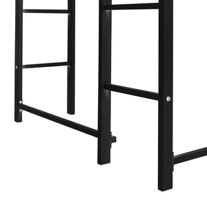 English Elm Twin Metal Loft Bed with Integrated Desk and Shelves for Kids Study Space Black MF291671AAB