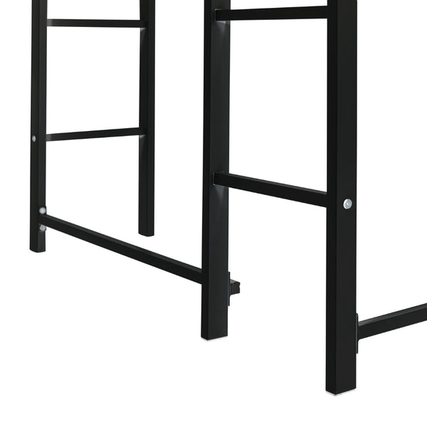 English Elm Twin Metal Loft Bed with Integrated Desk and Shelves for Kids Study Space Black MF291671AAB
