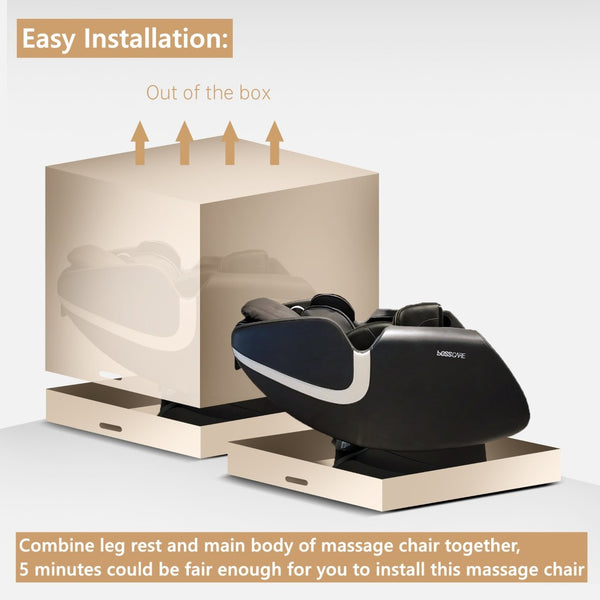 English Elm Bosscare Zero Gravity Recliner Full Body Massage Chair with Bluetooth and Foot Rollers W73047158