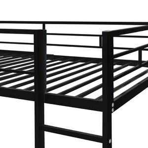 English Elm Twin Metal Loft Bed with Integrated Desk and Shelves for Kids Study Space Black MF291671AAB