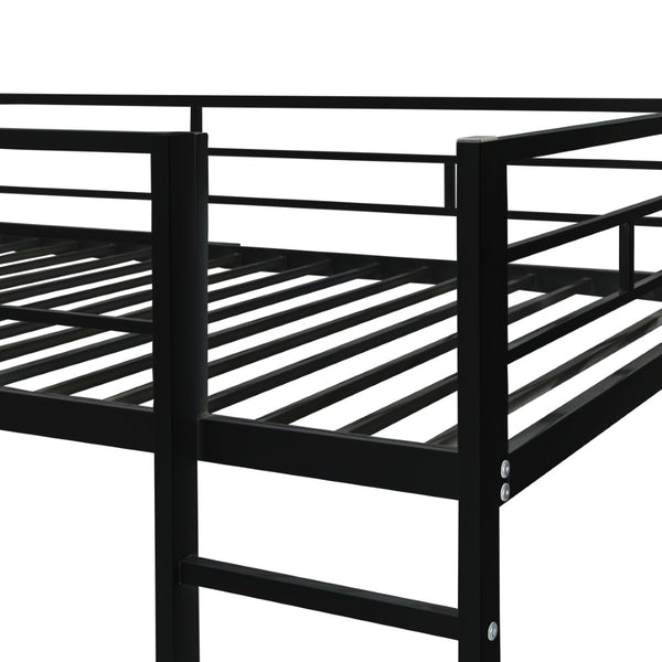 English Elm Twin Metal Loft Bed with Integrated Desk and Shelves for Kids Study Space Black MF291671AAB