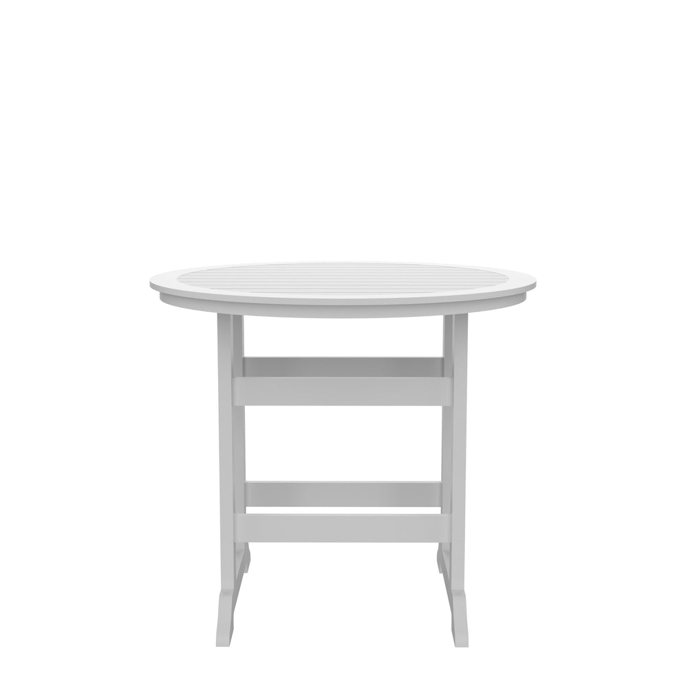 English Elm HDPE Round Patio Bar Table 42" High White & Gray | UV Resistant, Heavy-Duty, Easy-Clean Outdoor Pub W120941925