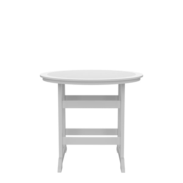 English Elm HDPE Round Patio Bar Table 42" High White & Gray | UV Resistant, Heavy-Duty, Easy-Clean Outdoor Pub W120941925
