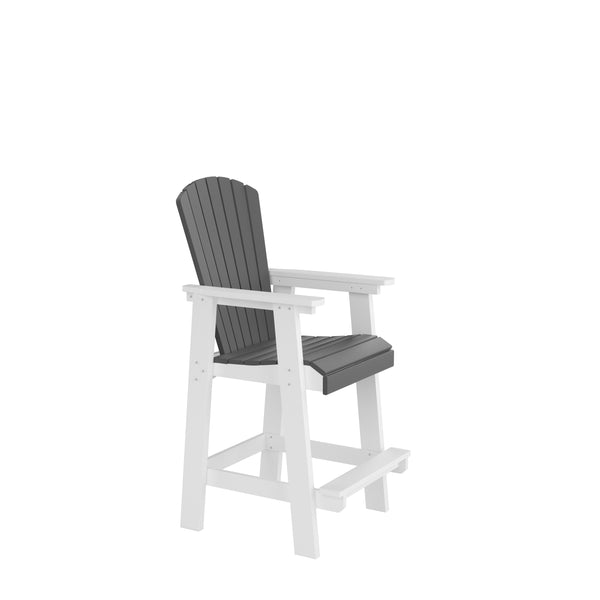 English Elm HDPE Tall Adirondack Bar Chairs Set of 2 — All-Weather Patio Bar Stools with Ergonomic High Back White/Gray W120942275