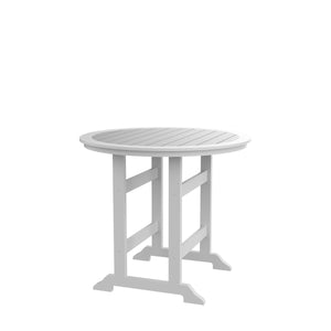 English Elm HDPE Round Patio Bar Table 42" High White & Gray | UV Resistant, Heavy-Duty, Easy-Clean Outdoor Pub W120941925