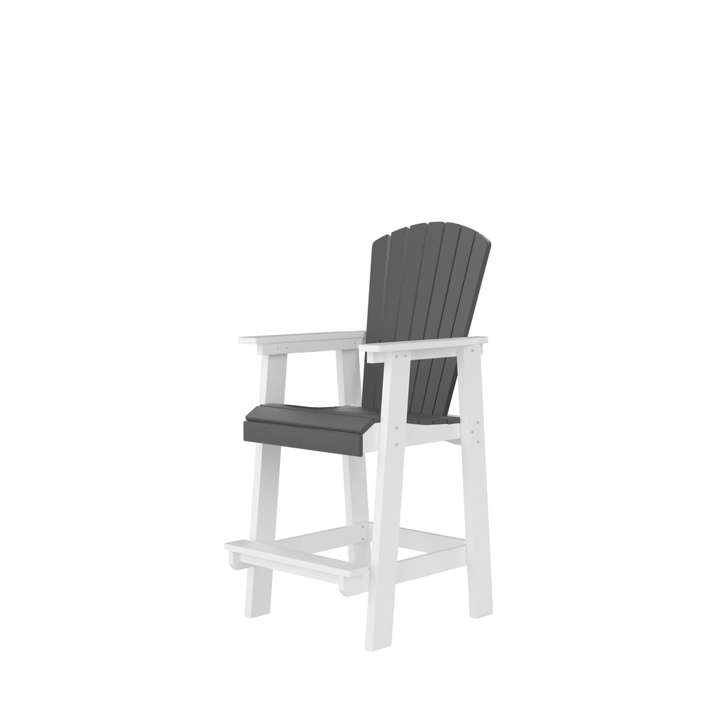 English Elm HDPE Tall Adirondack Bar Chairs Set of 2 — All-Weather Patio Bar Stools with Ergonomic High Back White/Gray W120942275