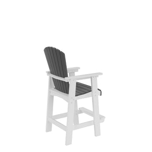 English Elm HDPE Tall Adirondack Bar Chairs Set of 2 — All-Weather Patio Bar Stools with Ergonomic High Back White/Gray W120942275