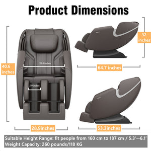 English Elm Bosscare Zero Gravity Recliner Full Body Massage Chair with Bluetooth and Foot Rollers W73047158