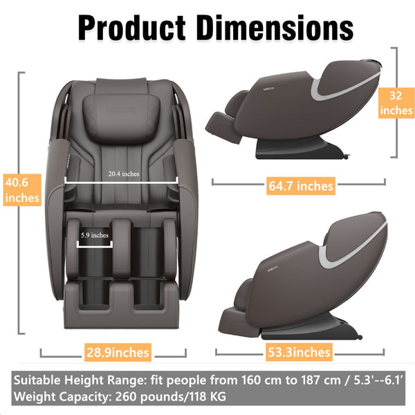 English Elm Bosscare Zero Gravity Recliner Full Body Massage Chair with Bluetooth and Foot Rollers W73047158