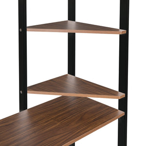 English Elm Twin Metal Loft Bed with Integrated Desk and Shelves for Kids Study Space Black MF291671AAB