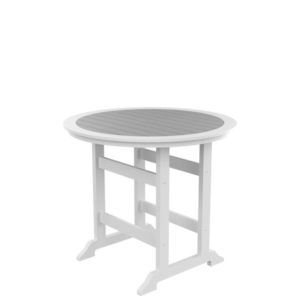 English Elm HDPE Round Patio Bar Table 42" High White & Gray | UV Resistant, Heavy-Duty, Easy-Clean Outdoor Pub W120941925