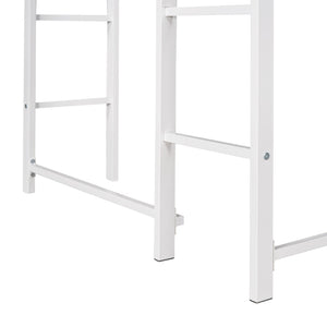 English Elm Twin Metal Loft Bed with Integrated Desk and Shelves for Kids Study Space White MF291671AAK