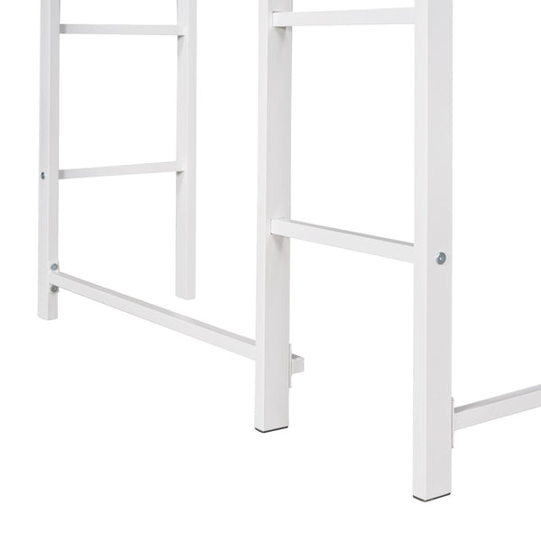 English Elm Twin Metal Loft Bed with Integrated Desk and Shelves for Kids Study Space White MF291671AAK