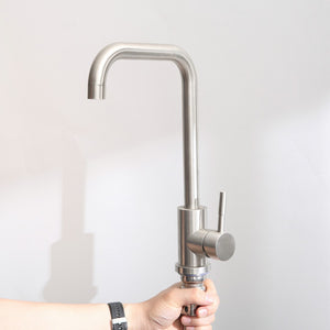 English Elm 24in Brushed Stainless Steel Utility Sink with Tall Faucet and Noise Dampening Pads D16389171