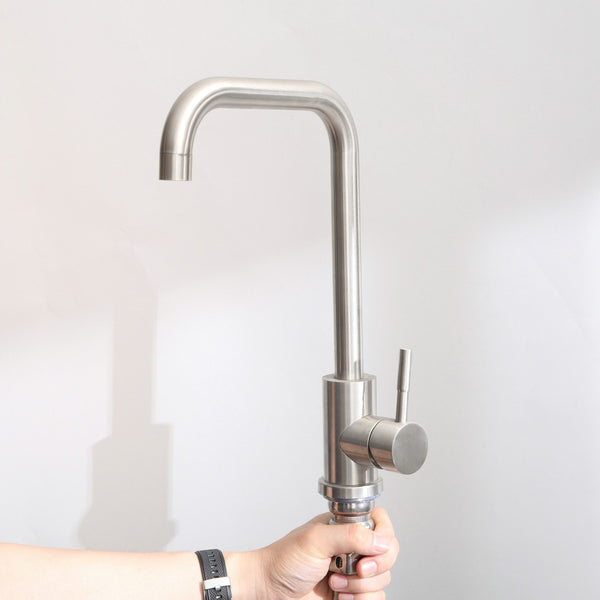 English Elm 24in Brushed Stainless Steel Utility Sink with Tall Faucet and Noise Dampening Pads D16389171