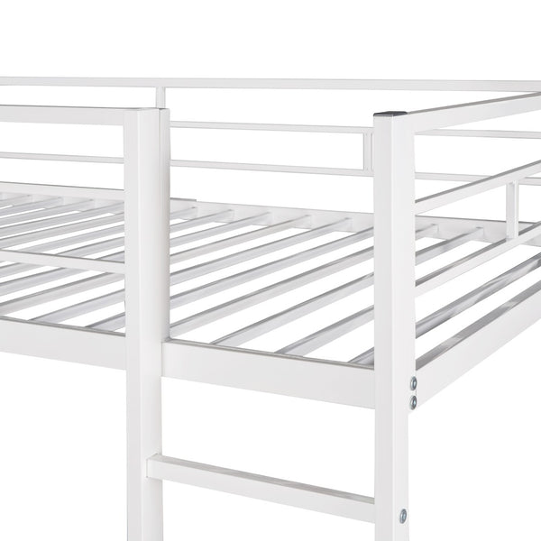 English Elm Twin Metal Loft Bed with Integrated Desk and Shelves for Kids Study Space White MF291671AAK