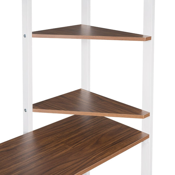 English Elm Twin Metal Loft Bed with Integrated Desk and Shelves for Kids Study Space White MF291671AAK